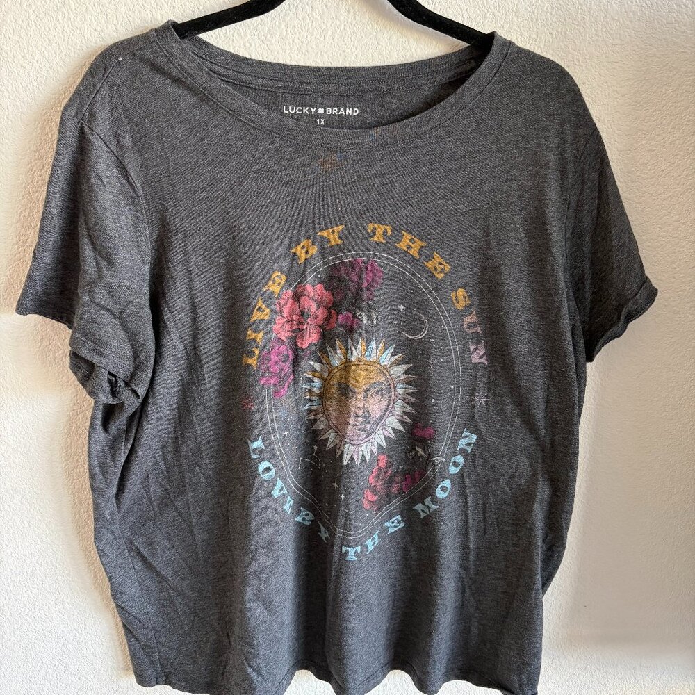Torrid Lucky Brand Gray Graphic T - Shirt